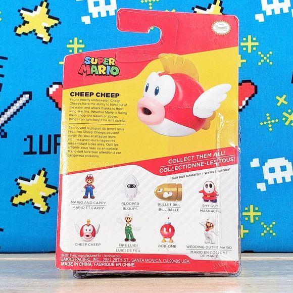 Jakks Pacific Super Mario CHEEP CHEEP 2.5" Nintendo Video Game Collectible New - Picture 2 of 5